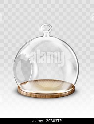 Boule de noël en verre, dôme suspendu avec trou, porte-bougie ou terrarium de fleurs vecteur réaliste. Verre transparent avec espace vide pour la décoration x Illustration de Vecteur