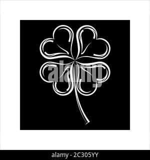 Trèfle à quatre feuilles Shamrock Calligraphique Vector Art Illustration Illustration de Vecteur