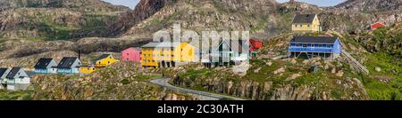 Panorama du village de Sisimiut, Groenland Banque D'Images