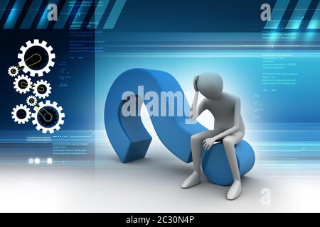 L'homme d'affaires assis sur un point d'interrogation Banque D'Images