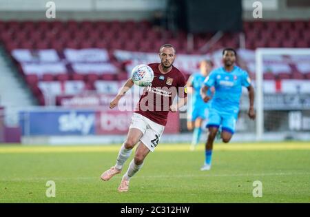 Northampton, Royaume-Uni. 18 juin 2020. Michael Harriman de Northampton Town pendant le Sky Bet League 2 jouer demi finale première partie match entre Northampton Town et Cheltenham Town au Sixfields Stadium, Northampton le 18 juin 2020. Photo de David Horn. Crédit : images Prime Media/Alamy Live News Banque D'Images