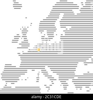 Ville de Cologne ou Düsseldorf en Allemagne sur une carte de l'Europe à rayures grises avec point orange Banque D'Images