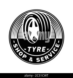 Modèle de logo d'atelier et de service des pneus. Vecteur et illustration. Illustration de Vecteur