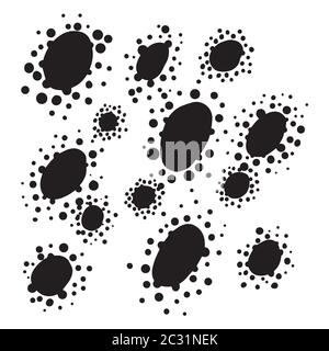 Buvards noirs, brosses à encre. Éléments de design artistique sales, fleurs. Formes vectorielles. Isolé sur fond blanc. Dessin à main levée. Illustration de Vecteur