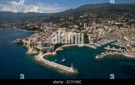 Bastia, Corse - vue aérienne Banque D'Images