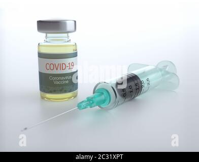 Image conceptuelle pour la découverte d'un vaccin contre le Covid-19, le coronavirus, 2019-nCoV, le SRAS-COV-2. Banque D'Images