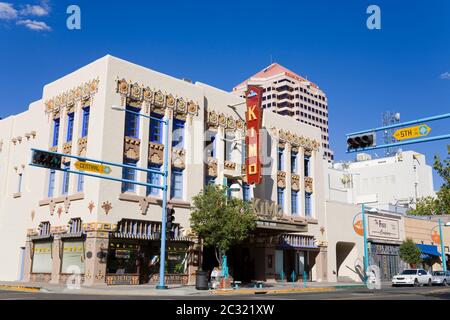 Kimo Theatre sur Central Avenue, Albuquerque, Nouveau-Mexique, États-Unis Banque D'Images