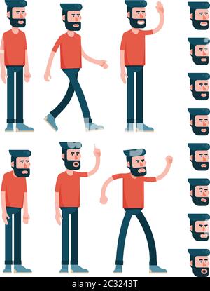 Homme de caractère avec une barbe dans un pantalon Illustration de Vecteur