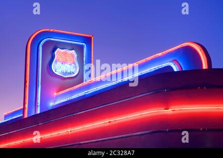 Route 66 Diner sur Central Avenue, Albuquerque, Nouveau-Mexique, États-Unis Banque D'Images