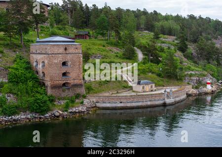 Les tours de la forteresse de Frederiksborg, fortification en Oxdjupet, l'entrée de Stockholm. Il a été achevé en 1735 Banque D'Images