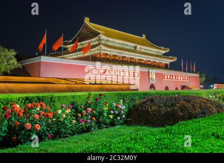 MAO TSE Tung porte Tiananmen dans le Palais interdit de la ville - Beijing Chine Banque D'Images