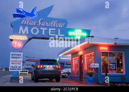 Blue Swallow Motel à Tucumcari, Nouveau-Mexique, États-Unis Banque D'Images