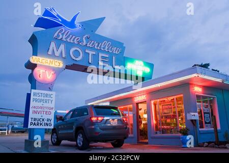 Blue Swallow Motel à Tucumcari, Nouveau-Mexique, États-Unis Banque D'Images