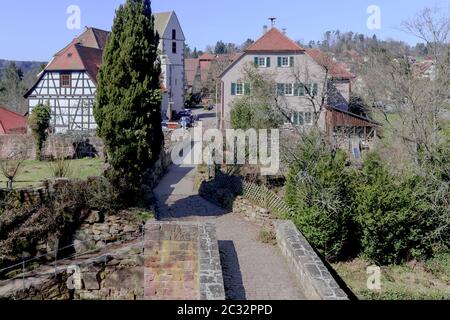 Bad Teinach-Zavelstein, vue depuis les ruines du château, Forêt Noire du Nord, Allemagne du Sud, mars Banque D'Images