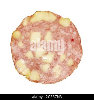 Image de salami fumé bouilli isolé contre fond blanc Banque D'Images