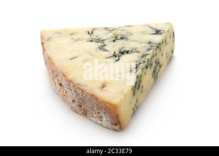 Stilton Cheese Isolated On White Banque D'Images