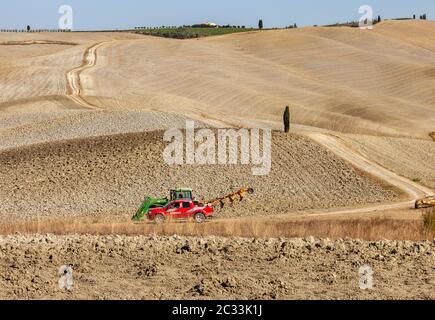 Pienza, Italie - 13 septembre 2011: Le paysage rural de la Toscane. Italie Banque D'Images