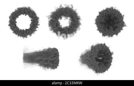L'image de rendu 3D d'une série de ronds de fumée sur un fond blanc Banque D'Images