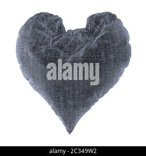 Coussin gris doux en forme de coeur Banque D'Images