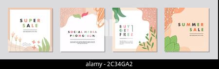 Modèle de bannière carrée pour les publications sur les réseaux sociaux, les applications mobiles, la conception de bannières et les publicités Web/Internet. Modèle carré abstrait tendance avec motif de co coloré Illustration de Vecteur