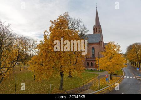 Domkirke église en Fredrikstad en Norvège à l'automne Banque D'Images