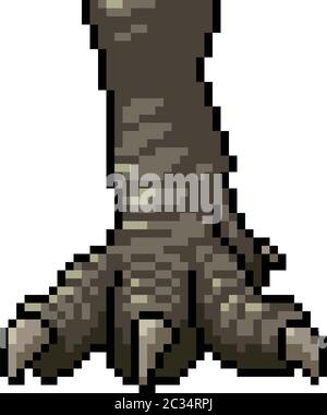 dessin animé vectoriel pixel art dinosaure jambe isolée Illustration de Vecteur