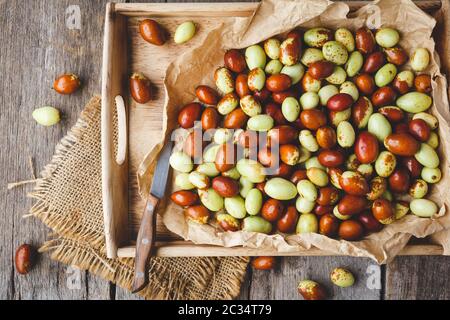 Fruits chinois de date - Ziziphus jujuba fruits Banque D'Images