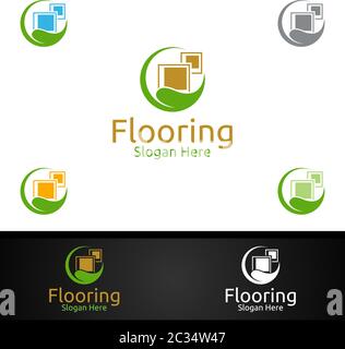 Logo parquet pour parquet en bois ou en vinyle carreaux de granit de bois dur conception vectorielle Illustration de Vecteur