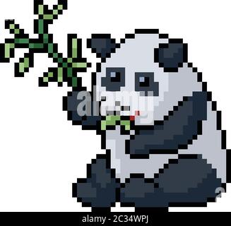 dessin animé isolé de vector pixel art panda Illustration de Vecteur