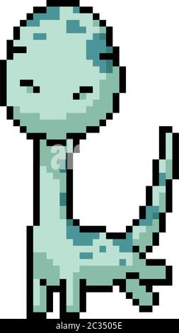 dessin animé isolé de l'art vectoriel de pixels brachiosaurus Illustration de Vecteur