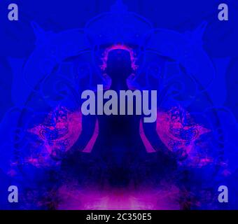 Illustration d'un corps humain dans lotus poser - méditer personne Banque D'Images