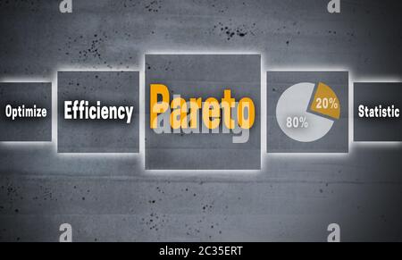 Concept de l'écran tactile de Pareto l'arrière-plan. Banque D'Images