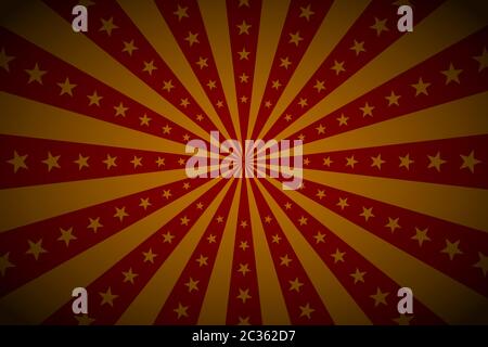 Cirque d'arrière-plan vintage, poster rétro de cirque rouge vectoriel avec étoiles, papier peint de carnaval de dessin animé, motif de bande dessinée étoilé. Arrière-plan de Noël Illustration de Vecteur