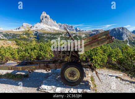 Cannon de la Première Guerre mondiale sur le Monte Piana, Dolomites Banque D'Images