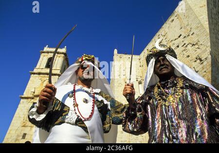 Fiesta Moros y Cristianos, conflit entre Maures et chrétiens. Peniscola. Castellon, Espagne Banque D'Images