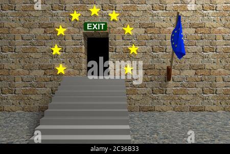 Illustration pour quitter l'Union européenne. Rendu 3D. Banque D'Images