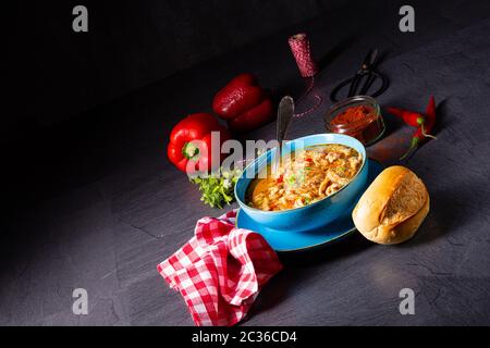 flaczki - soupe de tripe fraîche et épicée aux herbes Banque D'Images