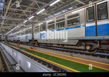 Dépôt de trains de métro. Moscou, Russie Banque D'Images