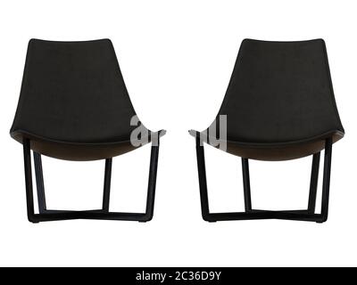 Deux fauteuils en cuir noir Banque D'Images
