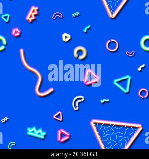 Motif sans coutures fluo avec style arcade abstrait des années 80 ou 90 Illustration de Vecteur