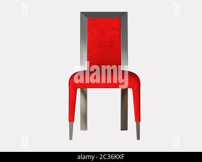 Chaise rouge sur un arrière-plan blanc Banque D'Images