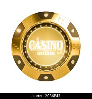 la puce de casino dorée 3d isolée est rendue avec du diamant. Concept de jeu Banque D'Images