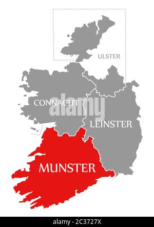 Munster en évidence dans la carte rouge de l'Irlande Banque D'Images