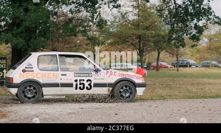 1996, Peugeot 205 Rally car, West Yorkshire, Royaume-Uni Banque D'Images