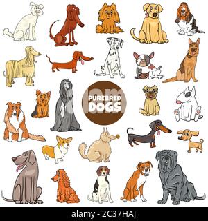 ensemble de grands personnages de chien de race dessinée Banque D'Images