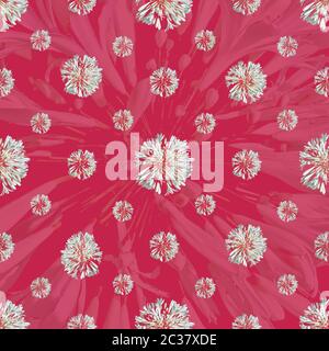 Motif à fleurs radiales rose et blanc sans couture Banque D'Images