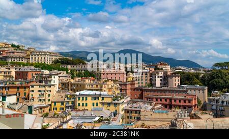 Vue aérienne de la vieille ville de Gênes. Genova Skyline, Italie Banque D'Images