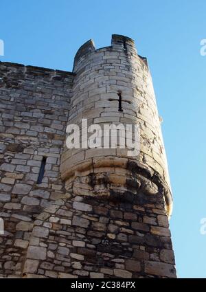 Un gros plan d'une tourelle d'angle sur le Micklegate Bar le portail du 12 siècle et l'entrée sud de la ville de york Banque D'Images