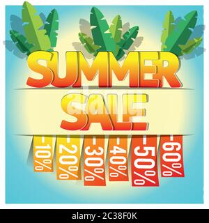 Arrière-plan de la vente d'été avec paume pour bannière, affiche, prospectus, carte postale, couverture, brochure Illustration de Vecteur