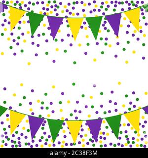 Arrière-plan de Mardi Gras avec des perles et des drapeaux. Vector illustration Banque D'Images